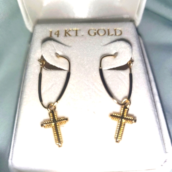 Jewelry - 14 Carat Gold Cross Earrings